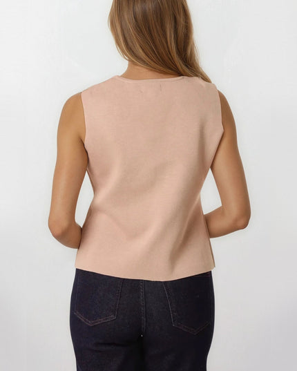 Mocha Asymmetric Fine Knit Waistcoat