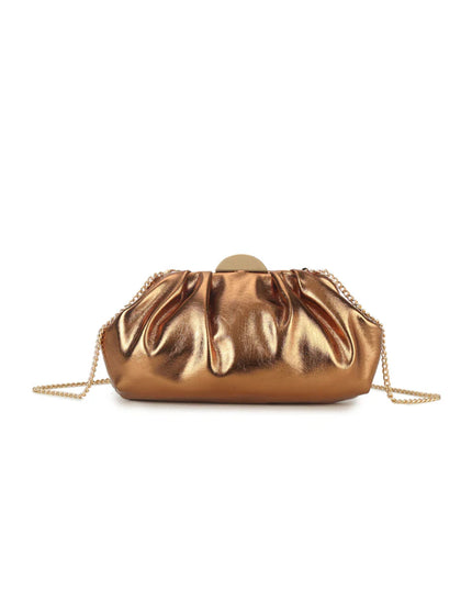 Bronze Ruched Clutch Bag