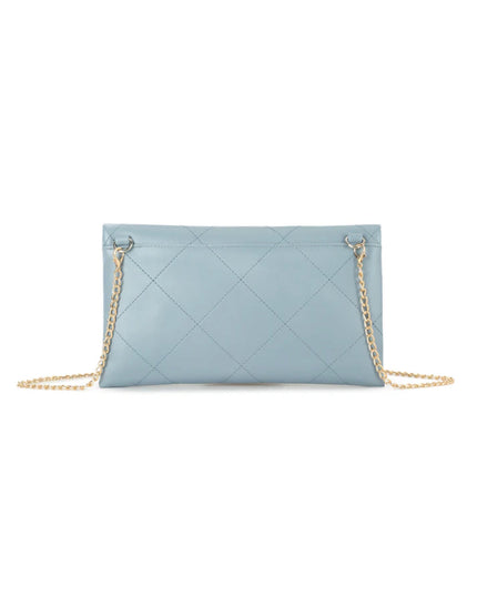 Grey Blue Faux Leather Clutch Bag with Chain Strap-2