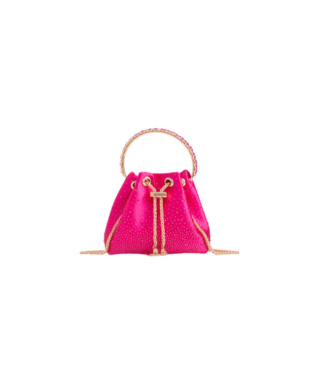 Fuchsia Embellished Top Handle Evening Bag