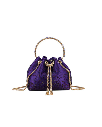 Purple Embellished Top Handle Evening Bag