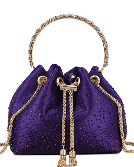 Purple Embellished Top Handle Evening Bag