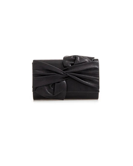 Black Evening Clutch Bag with Bow Detail