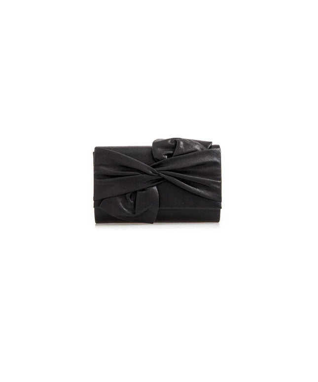 Black Evening Clutch Bag with Bow Detail