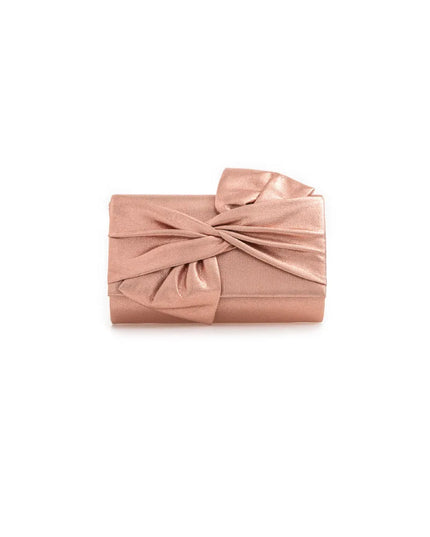 Champagne Evening Clutch Bag with Bow Detail