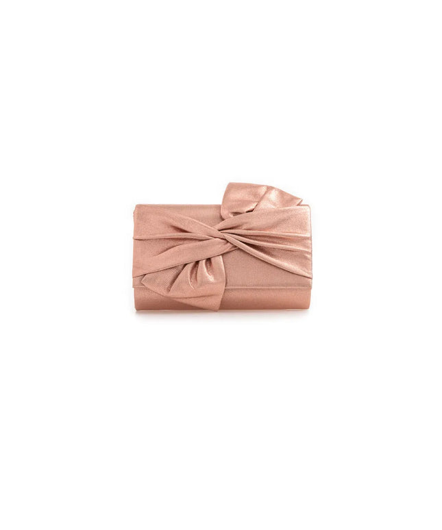 Champagne Evening Clutch Bag with Bow Detail