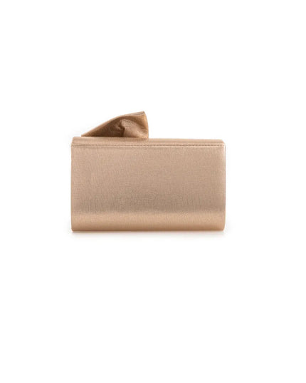 Champagne Evening Clutch Bag with Bow Detail