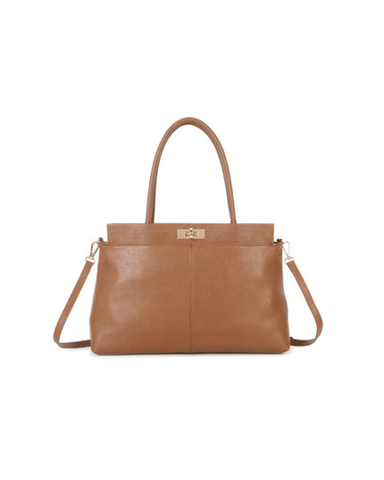 Brown Faux Leather Handbag-0