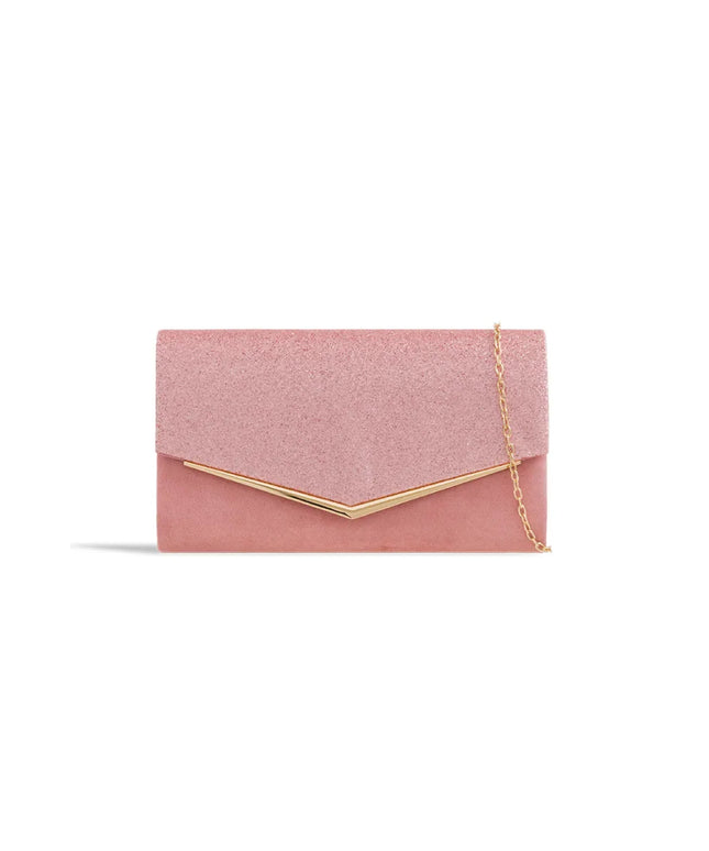 Blush Glitter Envelope Clutch Bag