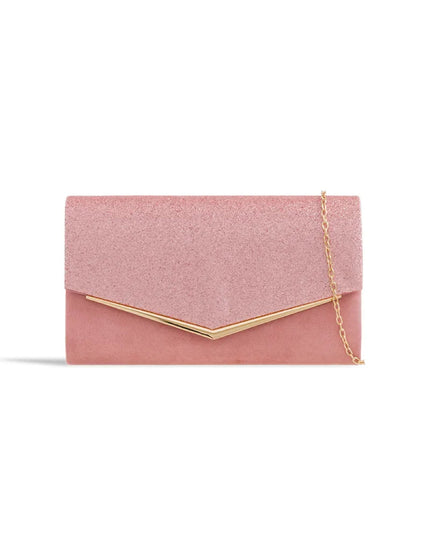 Blush Glitter Envelope Clutch Bag