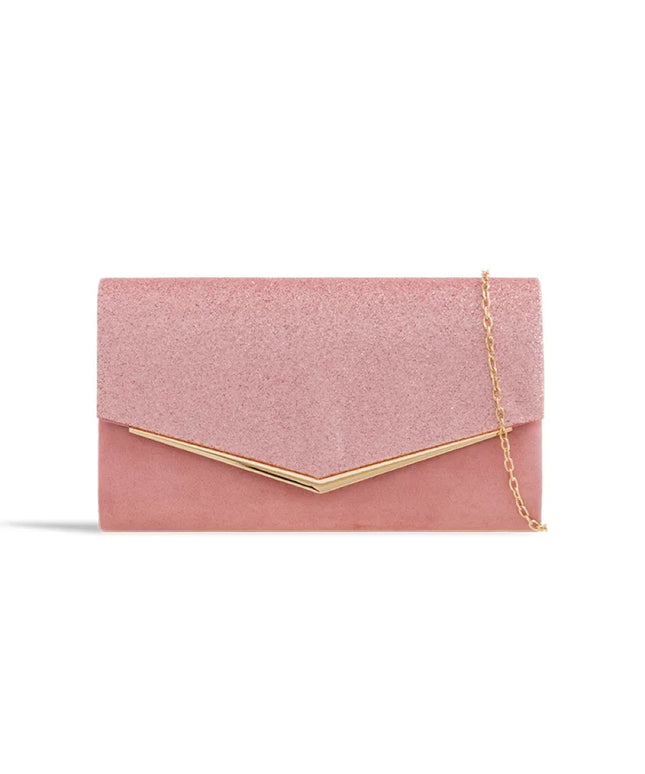 Blush Glitter Envelope Clutch Bag