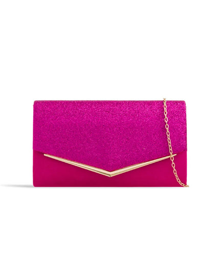 Fuchsia Glitter Envelope Clutch Bag