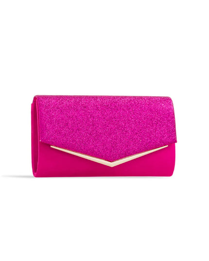Fuchsia Glitter Envelope Clutch Bag