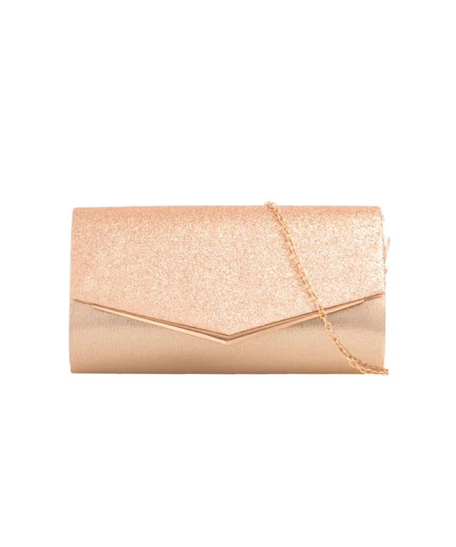 Gold Glitter Envelope Clutch Bag