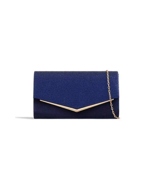 Navy Glitter Envelope Clutch Bag