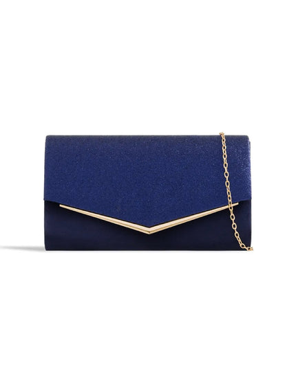 Navy Glitter Envelope Clutch Bag