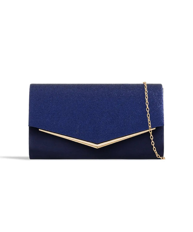 Navy Glitter Envelope Clutch Bag