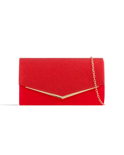 Red Glitter Envelope Clutch Bag