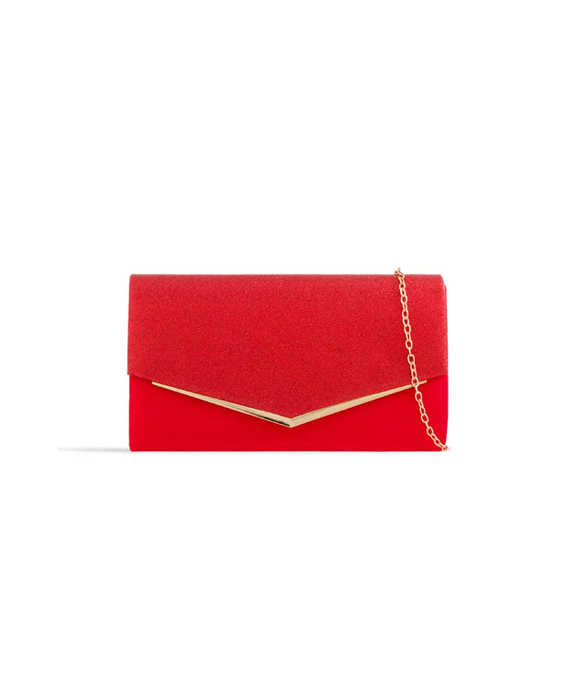 Red Glitter Envelope Clutch Bag