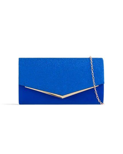 Royal Blue Glitter Envelope Clutch Bag