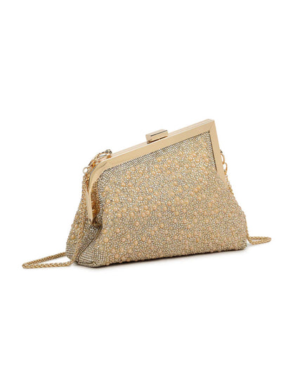 Gold Pearl Asymmetric Evening Bag-1