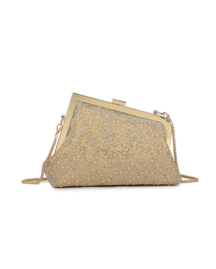 Gold Pearl Asymmetric Evening Bag-2