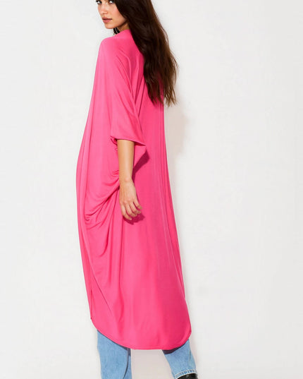 Fuchsia Batwing Sleeve Kimono Cardigan