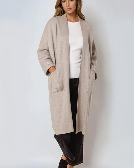 Mocha Longline Cardigan With Pockets