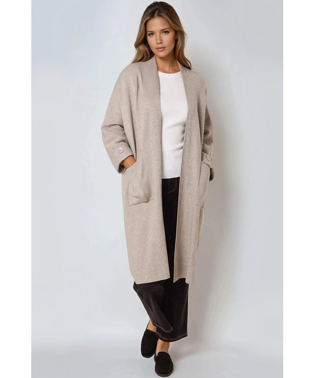 Mocha Longline Cardigan With Pockets
