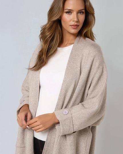 Mocha Longline Cardigan With Pockets
