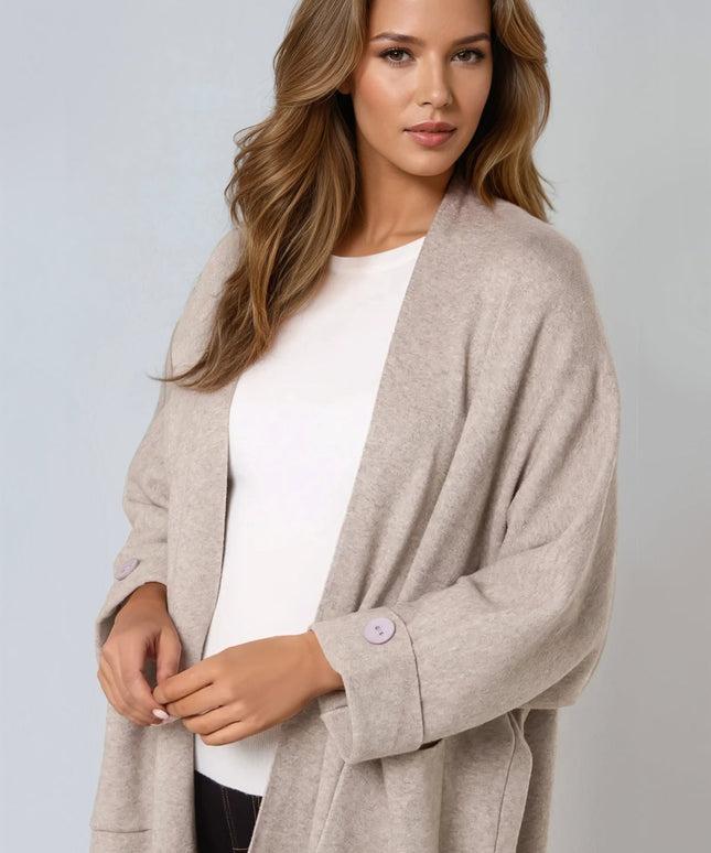 Mocha Longline Cardigan With Pockets