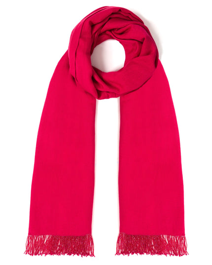Fuchsia Pashmina Shawl with Beaded Tassels
