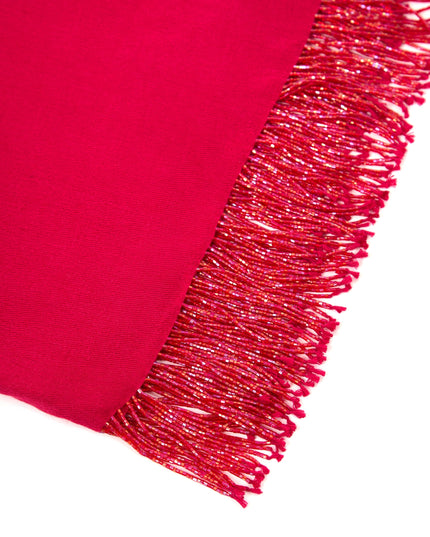 Fuchsia Pashmina Shawl with Beaded Tassels