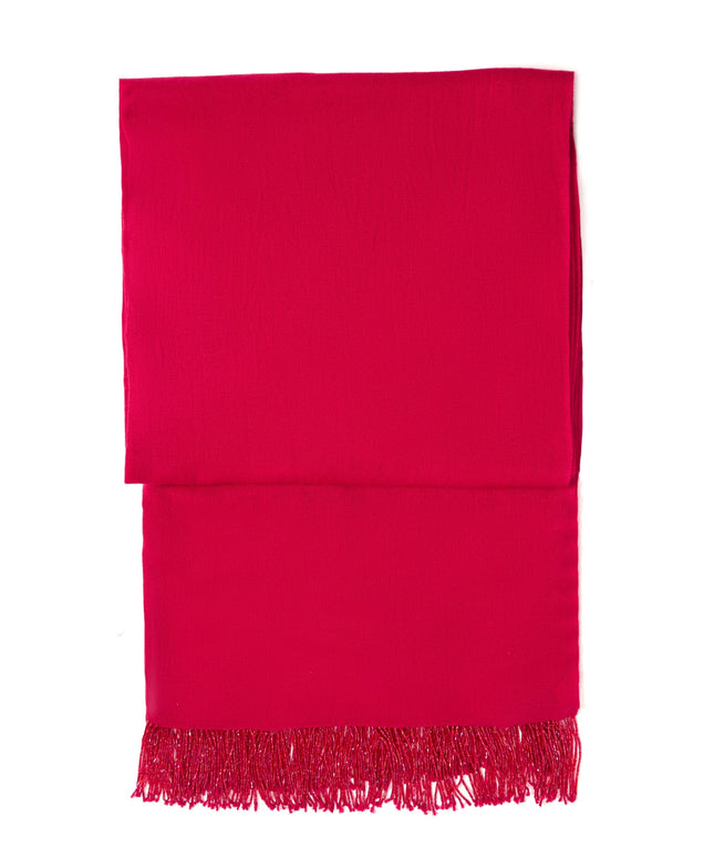 Fuchsia Pashmina Shawl with Beaded Tassels