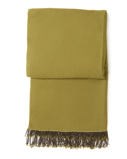 Khaki Pashmina Shawl with Beaded Tassels