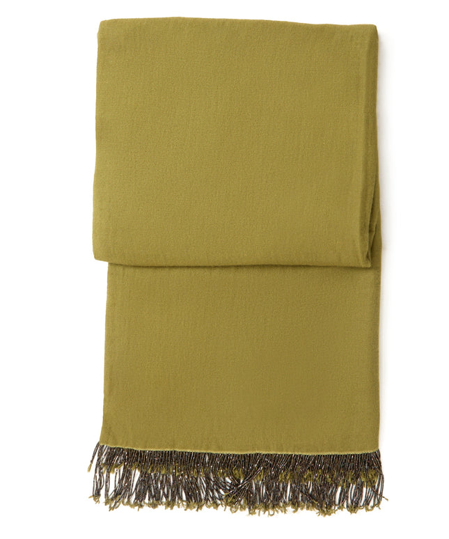 Khaki Pashmina Shawl with Beaded Tassels