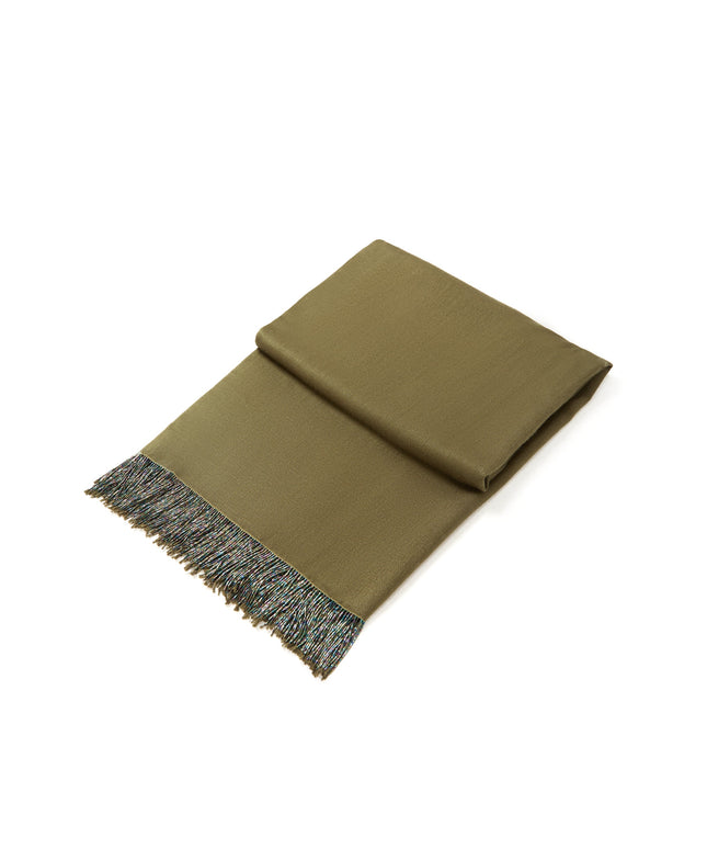 Khaki Pashmina Shawl with Beaded Tassels