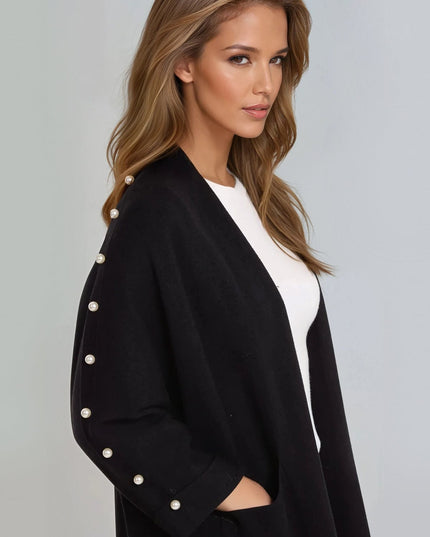 Black Pearl Sleeve Open Cardigan