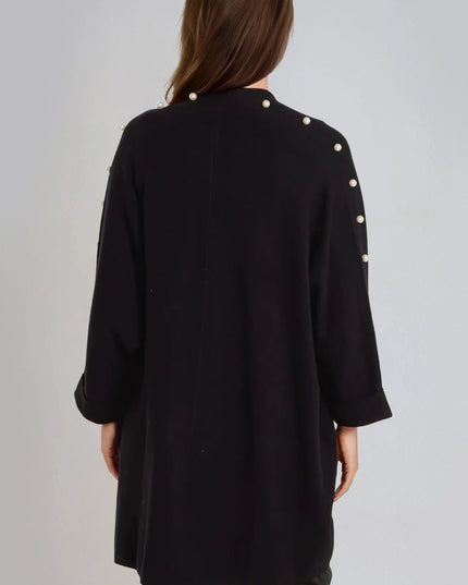 Black Pearl Sleeve Open Cardigan