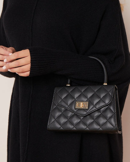 Black Small Top Handle Chain Bag-0