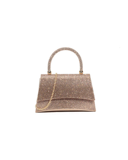 Rose Gold Glitter Top Handle Evening Bag