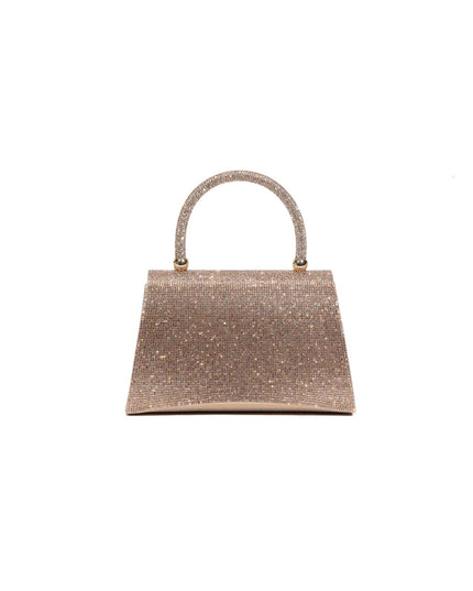 Rose Gold Glitter Top Handle Evening Bag