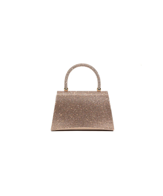 Rose Gold Glitter Top Handle Evening Bag