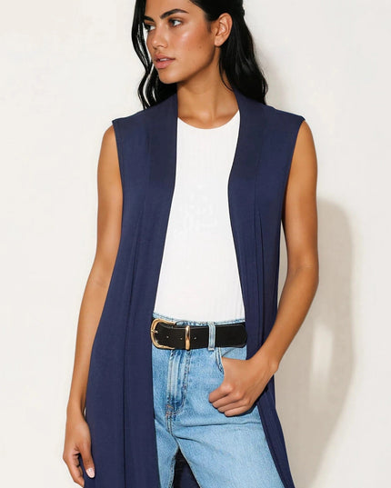 Navy Sleeveless Longline Maxi Cardigan