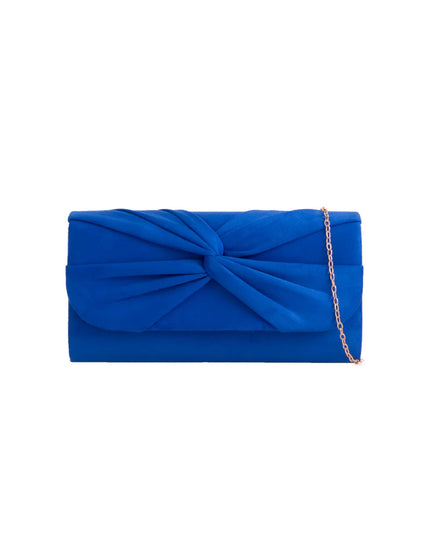Royal Blue Suede Clutch Bag with Knot Detail