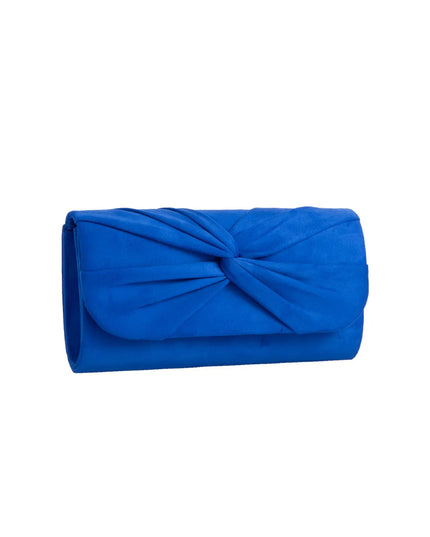 Royal Blue Suede Clutch Bag with Knot Detail
