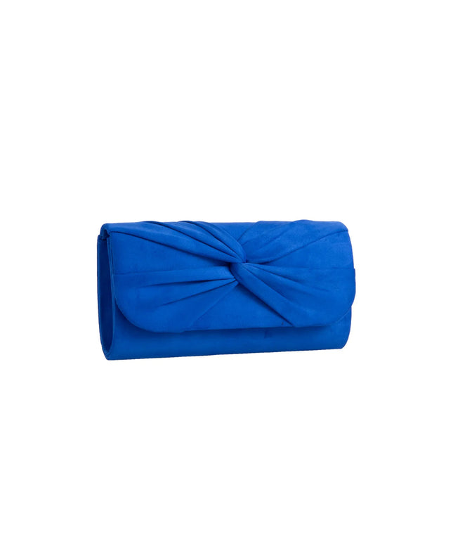 Royal Blue Suede Clutch Bag with Knot Detail