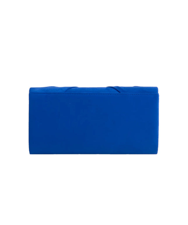 Royal Blue Suede Clutch Bag with Knot Detail