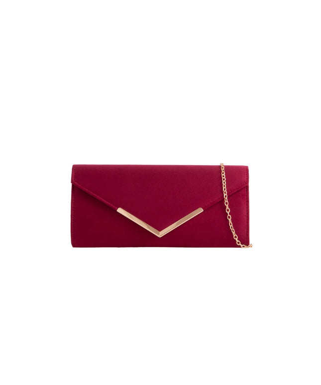 Burgundy Suede Envelope Clutch Bag