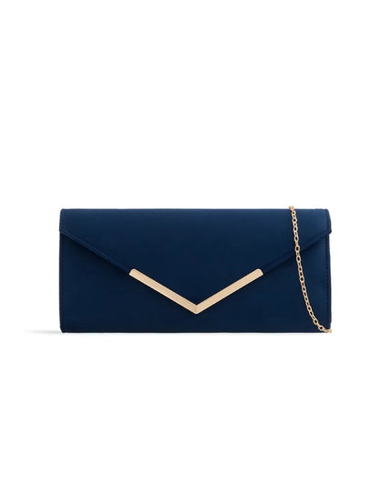 Navy Suede Envelope Clutch Bag